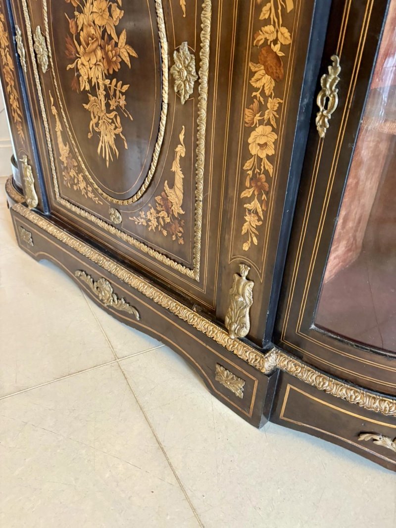 Outstanding Quality Antique Victorian Ebonised and Inlaid Floral Marquetry Credenza/Sideboard - Image 14